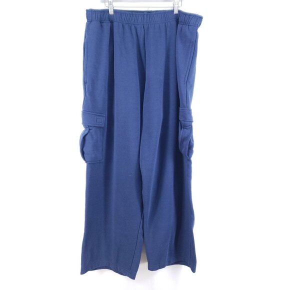 KingSize Mens 2XL Tall Navy Fleece Cargo Pants With Pockets - Picture 1 of 11